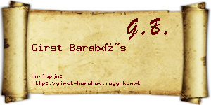 Girst Barabás névjegykártya